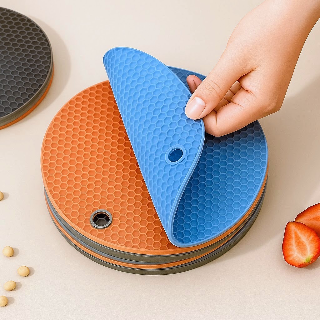 Imagem Descanso de Panela Silicone Resistente ao Calor Colorido Antiderrapante Premium