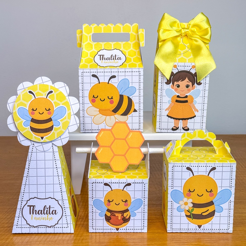 Kit Festa Abelhinha Abelha Personalizado Pegue e Monte lembrancinhas mêsversário aniversário festa na creche