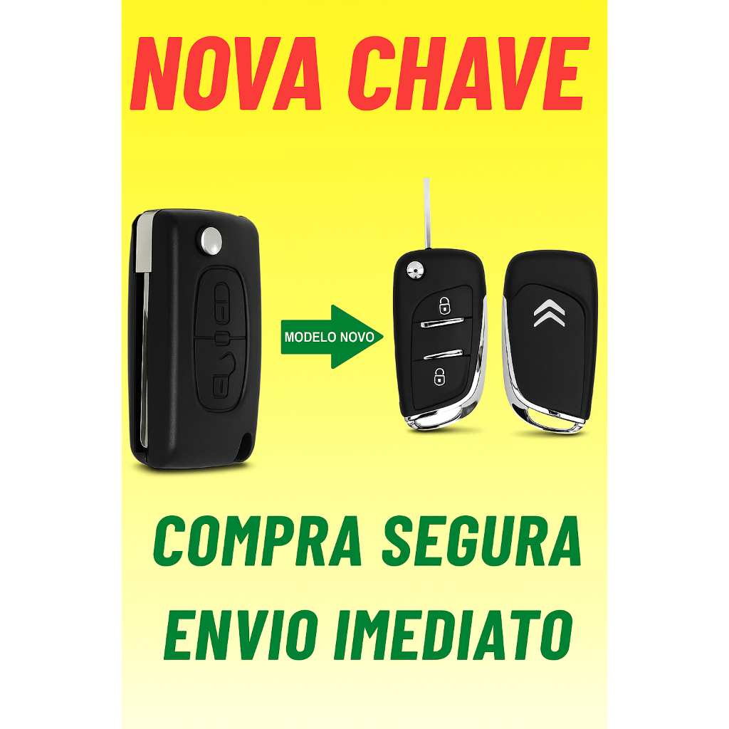 Capa Chave Canivete Citroen C3 C4 2013 2014 2015 2016 2017 Adaptação 2 Botões