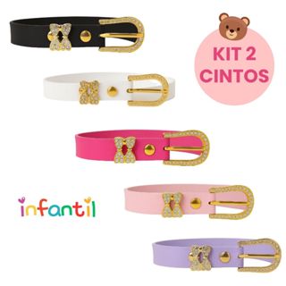Kit 2 Cintos Infantil Menina Ajustável Luxo Laço Strass Blogueirinha em Oferta na Shopee