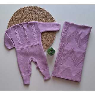 Kit Macacão Trança + Manta Cobertor Saída Maternidade Bebê Recém Nascido  Menino Menina Tricot Tricô em Oferta na Shopee