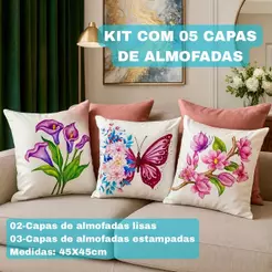 KIT 5 CAPAS DE ALMOFADAS ESTAMPADAS DECORATIVAS 45X45 PREÇO DE FÁBRICA