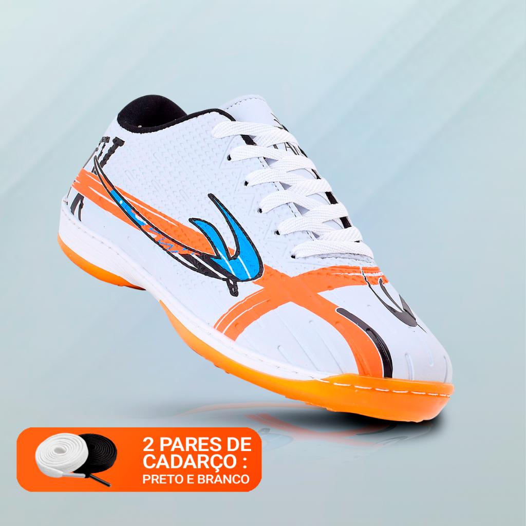 Chuteira de Futsal Allads Branco Quadra e Salão com Solado Costurado Envio Rapido Confortável