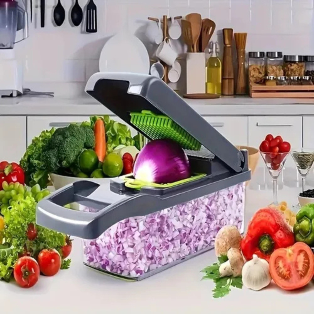 Cortador Ralador Manual 16 Peças Fatiador Picador Legumes Verduras Frutas Vegetais Cozinha Completa