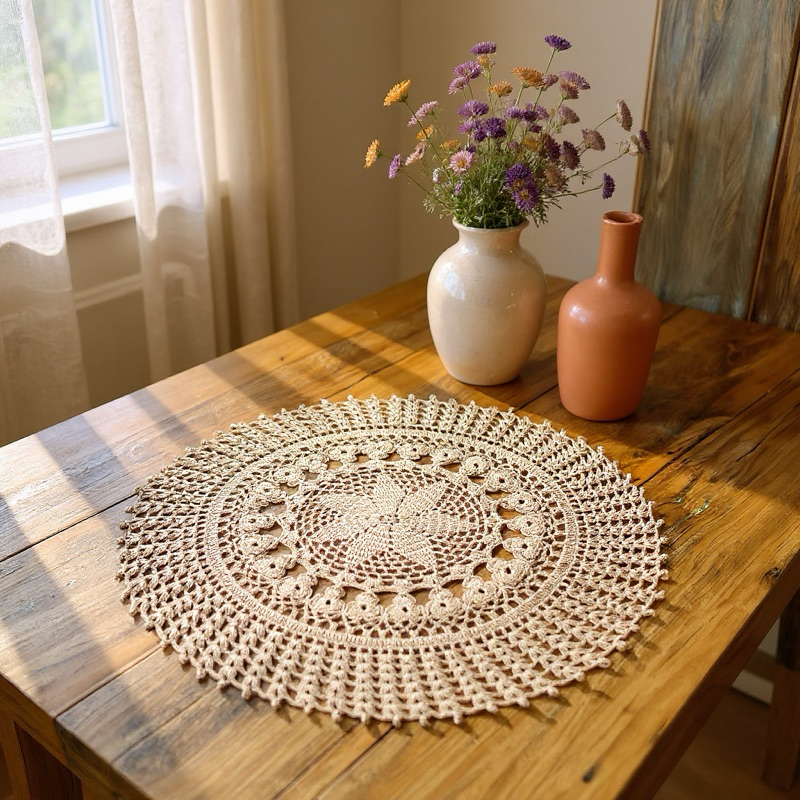 Toalha De Mesa Redonda P Primavera Lisa 60cm Artesanal em Oferta na Shopee