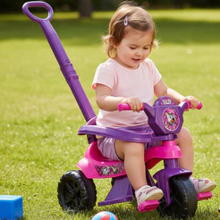 Triciclo Infantil Criança 1 ano | Rosa / Lilás / Azul / Verde - Motoca Completa Com Inmetro - QUEEN