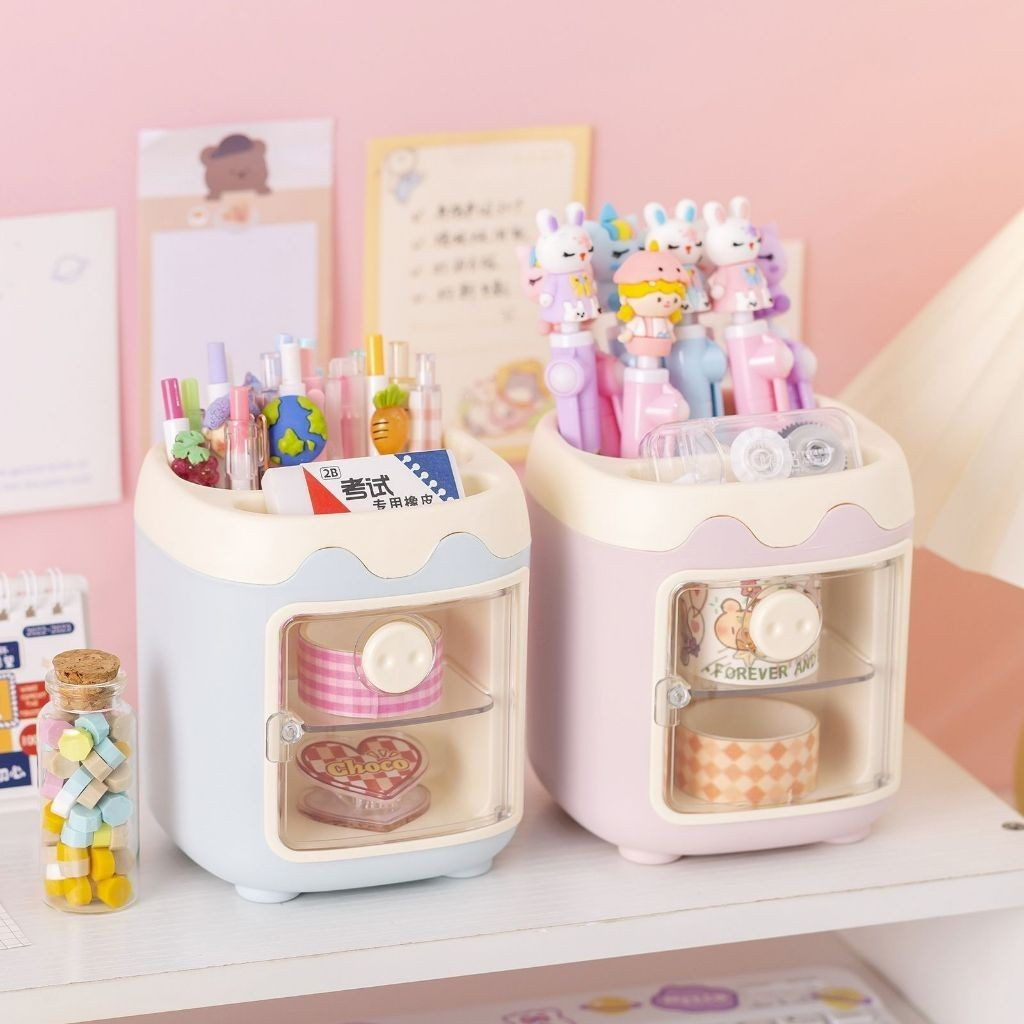Organizador Multiuso de Mesa/Faixa Cute – Canetas, Lápis, Clips & Gaveta