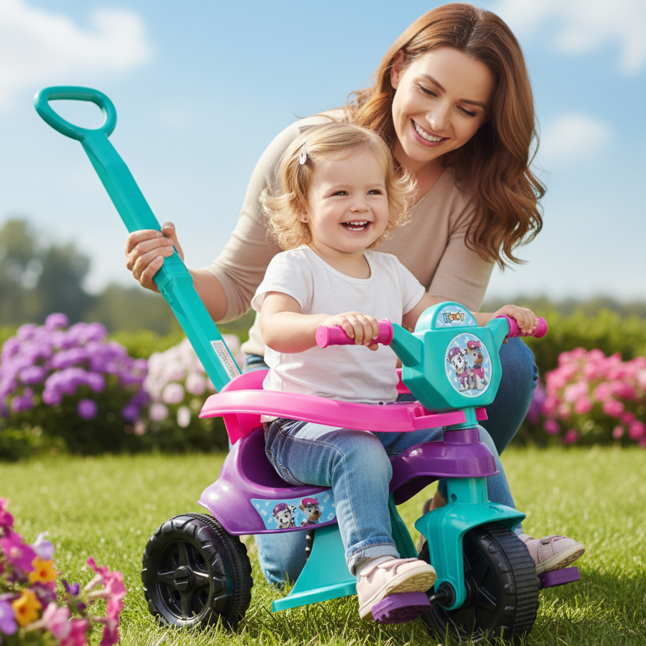 Motoca + Game Aplicativo 3D 🚴‍♂️ Triciclo Infantil Princesinha 💕 Tiffany/Rosa – Pedal, Protetor e Empurrador 🎀💫 em Oferta na Shopee