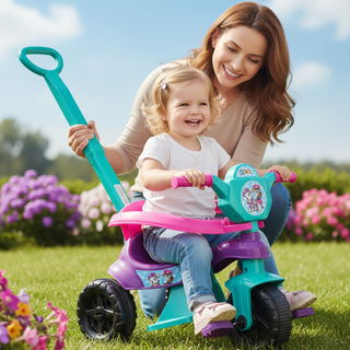 Motoca + Game Aplicativo 3D 🚴‍♂️ Triciclo Infantil Princesinha 💕 Tiffany/Rosa – Pedal, Protetor e Empurrador 🎀💫 em Oferta na Shopee