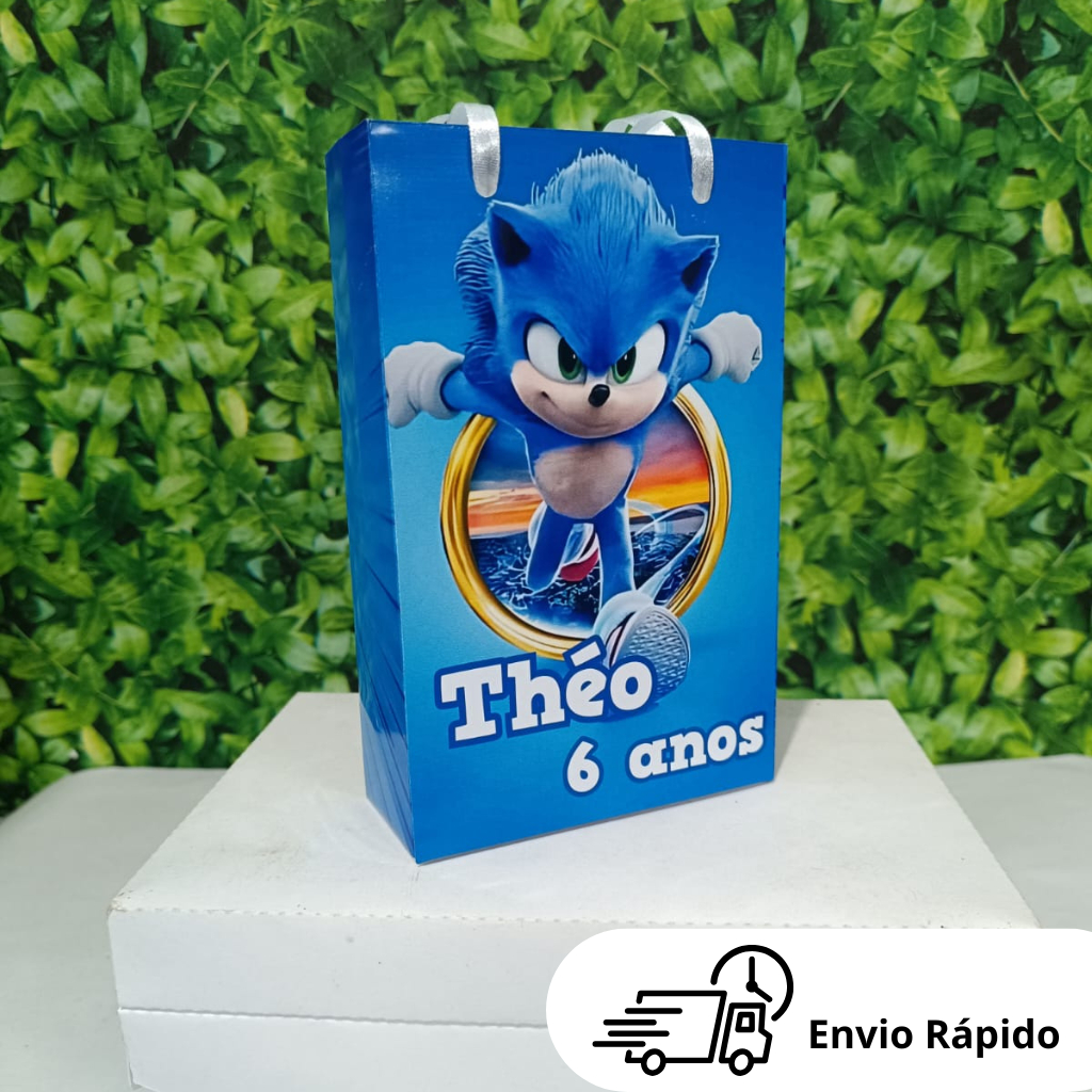 Sacolinha personalizada SONIC lembrancinha aniversário 10x15cm