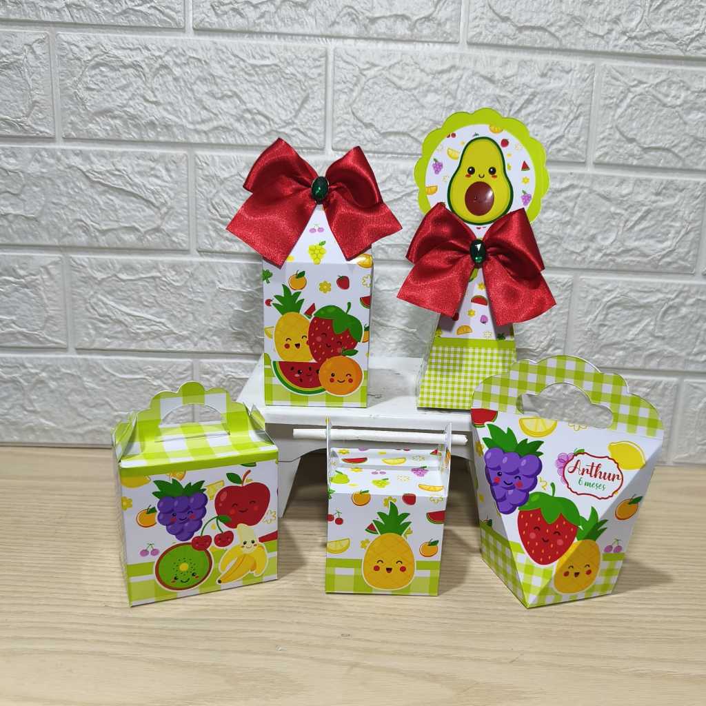Kit Personalizados caixinhas Frutas Quitanda Frutinhas Mesversário Lembrancinha aniversário-Festa PEGUE E MONTE