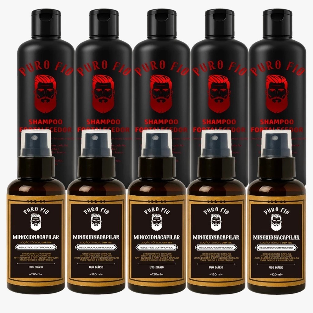 Kit 5 X Pro Barber MinoxDNACapilar Spray + 5 puro fio shampoo 250ml Crescimento Barba Cabelo Rápido Envio Imediato em Oferta na Shopee