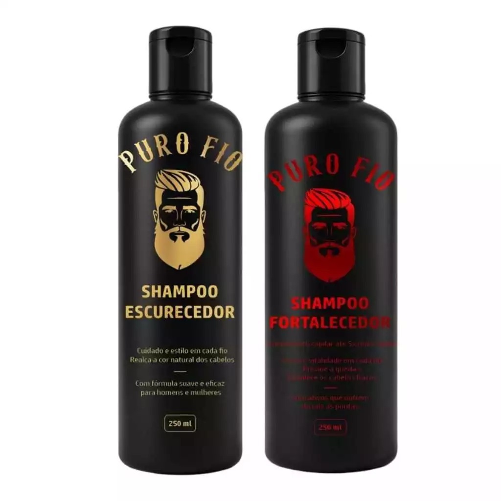 Kit com 1x Shampoo Escurecedor e + 1x Shampoo Antiqueda Puro fio 250ml - Reduz Fios Brancos - Pronta Entrega
