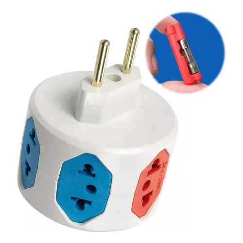 Adaptador Tomada Hexágono 6 Saídas - Filtro De Linha em Oferta na Shopee