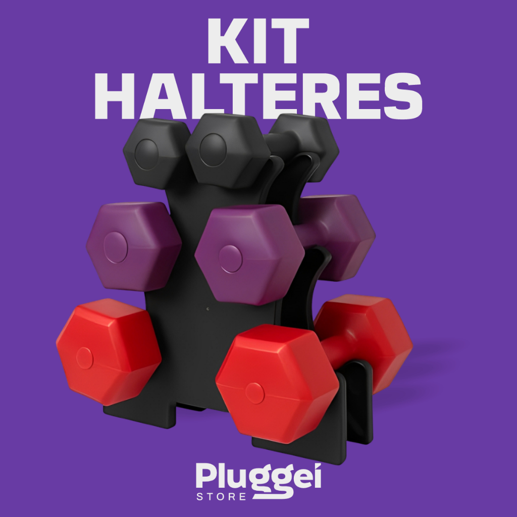 Kit Halteres 1kg 2kg 3kg com Rack Suporte Musculação Academia Plástico ABS