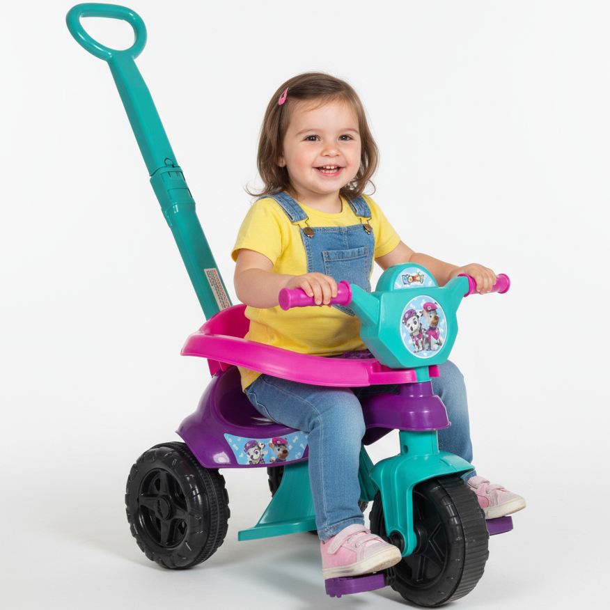 Triciclo Motoca Velotrol Menina ORIGINAL Completa  Haste, Pedais e Proteção Lateral Cert. Inmetro em Oferta na Shopee