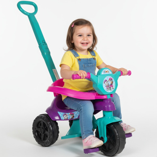 Triciclo Motoca Velotrol Menina ORIGINAL Completa  Haste, Pedais e Proteção Lateral Cert. Inmetro em Oferta na Shopee