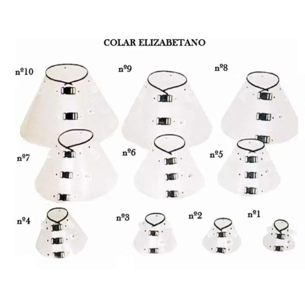 Jogo Colar Elizabetano Cirúrgico Tradicional para Cachorro Número 1 ao 10