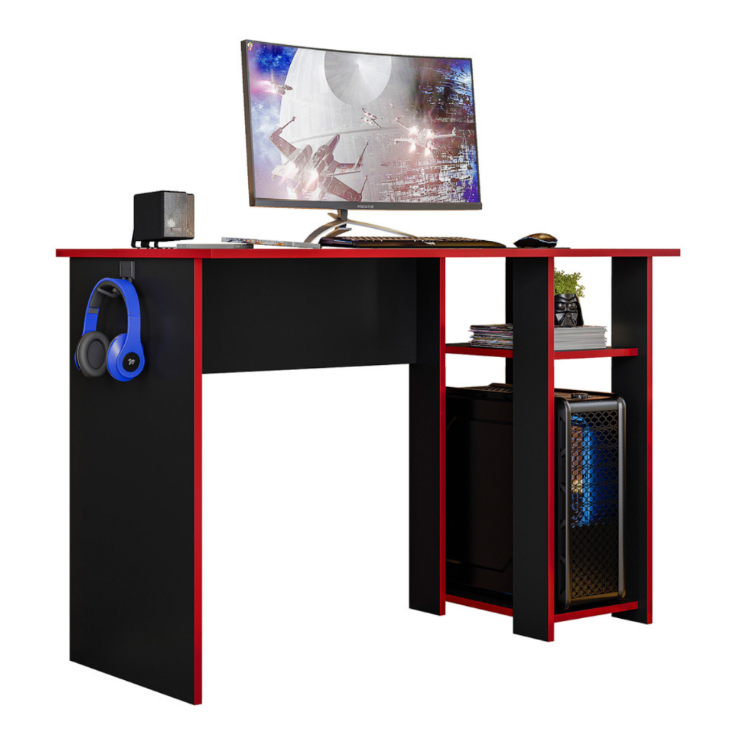 Escrivaninha de Estudo Office Game Moderna e Compacta Com Suporte de Fone