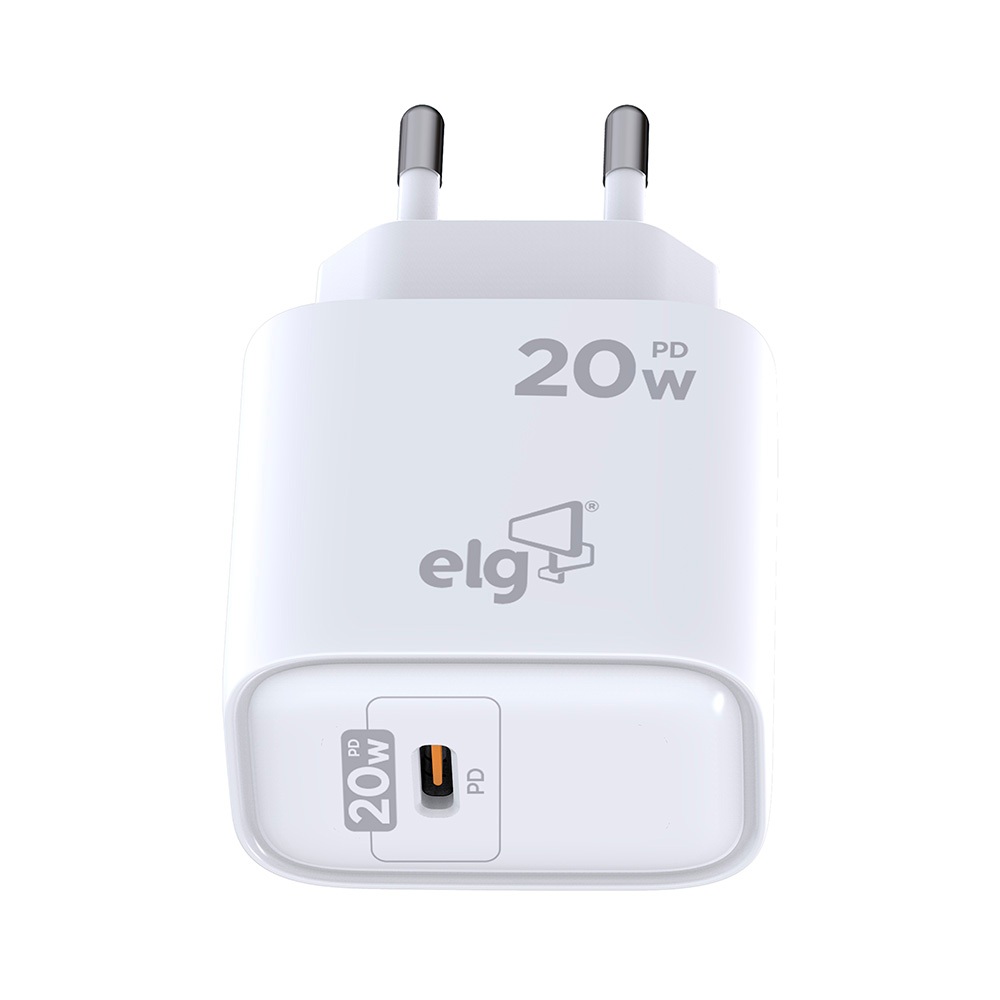 Carregador USB-C Universal, 1 Porta Tipo-C Power Delivery 3A 20W, Carga Rápida, Branco, WCPD, ELG em Oferta na Shopee