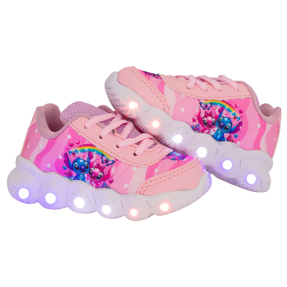 Tênis Led Infantil Menina Stitch Rosa Feminino Led Luz Colorido Pisou Piscou Super Confortável Lançamento em Oferta na Shopee