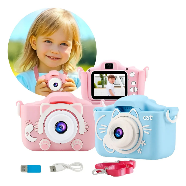 Câmera Infantil Fotos Vídeos Tela Colorida Recarregável Hd