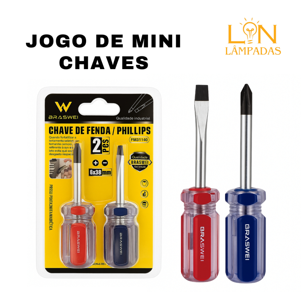 Kit Jogo Chave de Fenda E Phillips 2 mini chave de bolso Toco Cotoco Profissional 2pçs