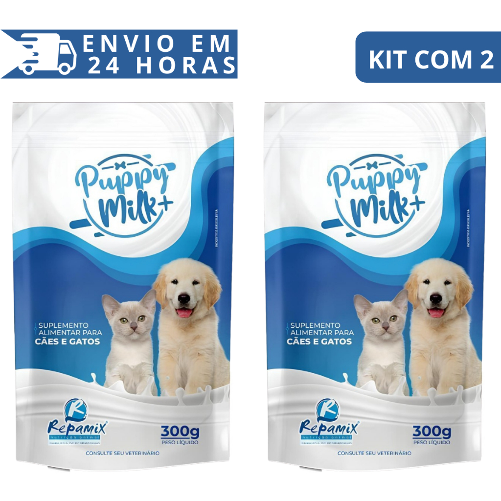 Kit 2 Leite Para Cães e Gatos Filhotes 300g Puppymilk - Leite em Pó