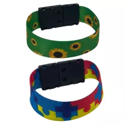 2 Pulseiras de Tecido De Identificação Autismo E Girassol Ajustável