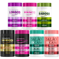 Eico Máscara Tratamento Longos Deslisa Fios Babosa Mandioca Rosa Mosqueta Salão em Casa 1Kg