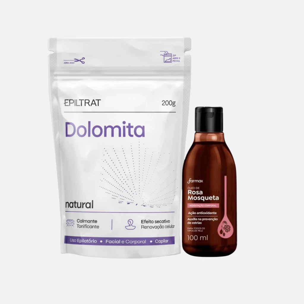 Kit Clareador Dolomita + Rosa Mosqueta Tira Manchas Farmax 200gr + 100ml