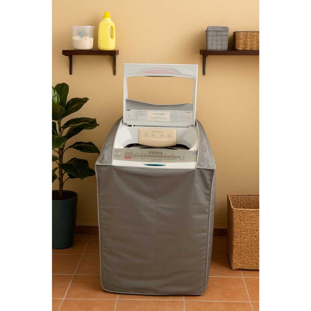Capa Maquina de Lavar Roupa Vinil Cinza (M) Brastemp Eletrolux Midea 9/10/11kg