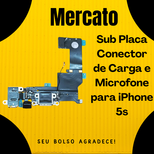 Sub Placa para iPhone 5s – Conector de Carga e Microfone para iPhone 5s