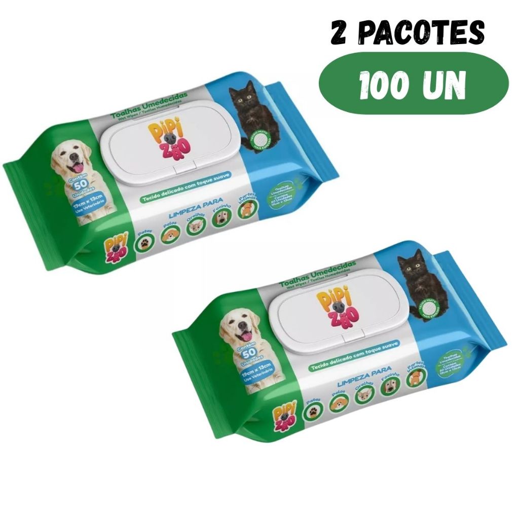 Kit 2 Lenço Umedecido Cachorro Pet Pipizão Premium toalha de limpeza sem Fragrância Animais Gatos em Oferta na Shopee