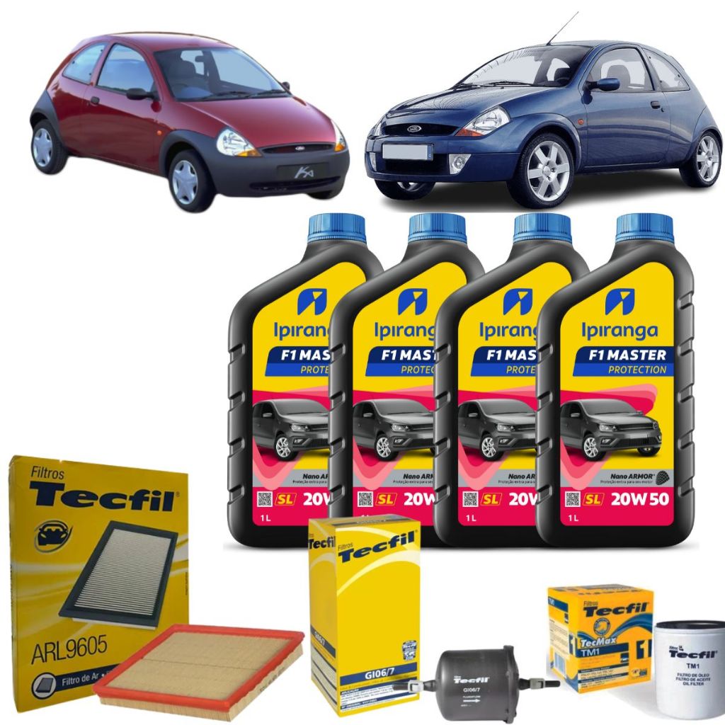 Kit Troca De Oleo E Filtros Ford Ka 1.0 Fiesta 1.0 20w50 Mineral Ipiranga API SL revisão original