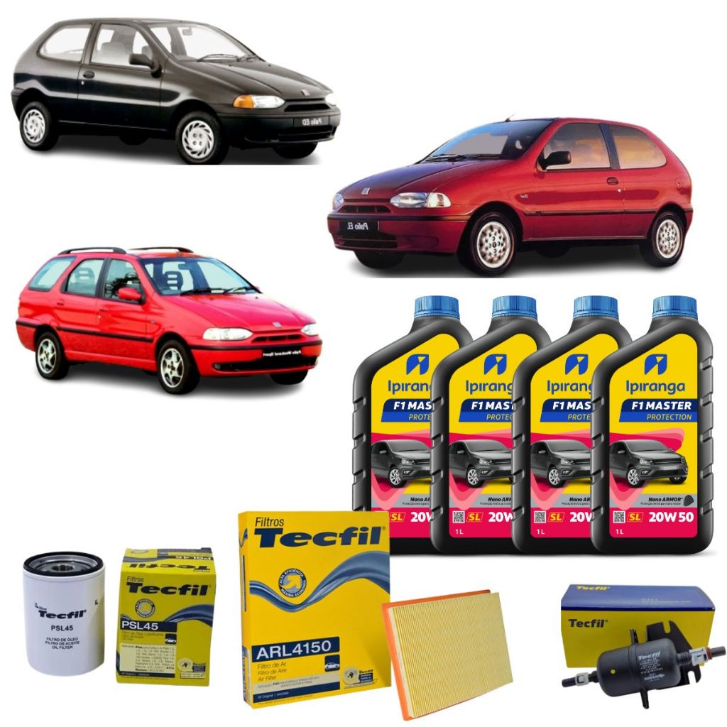 Kit Troca De Oleo E Filtros Fiat Palio Siena Strada Weekend 1.0 1.5 Fiasa 20w50 Ipiranga Mineral