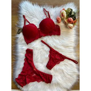 Conjunto Lingerie 3 peças Feminino Renda REF 073 em Oferta na Shopee