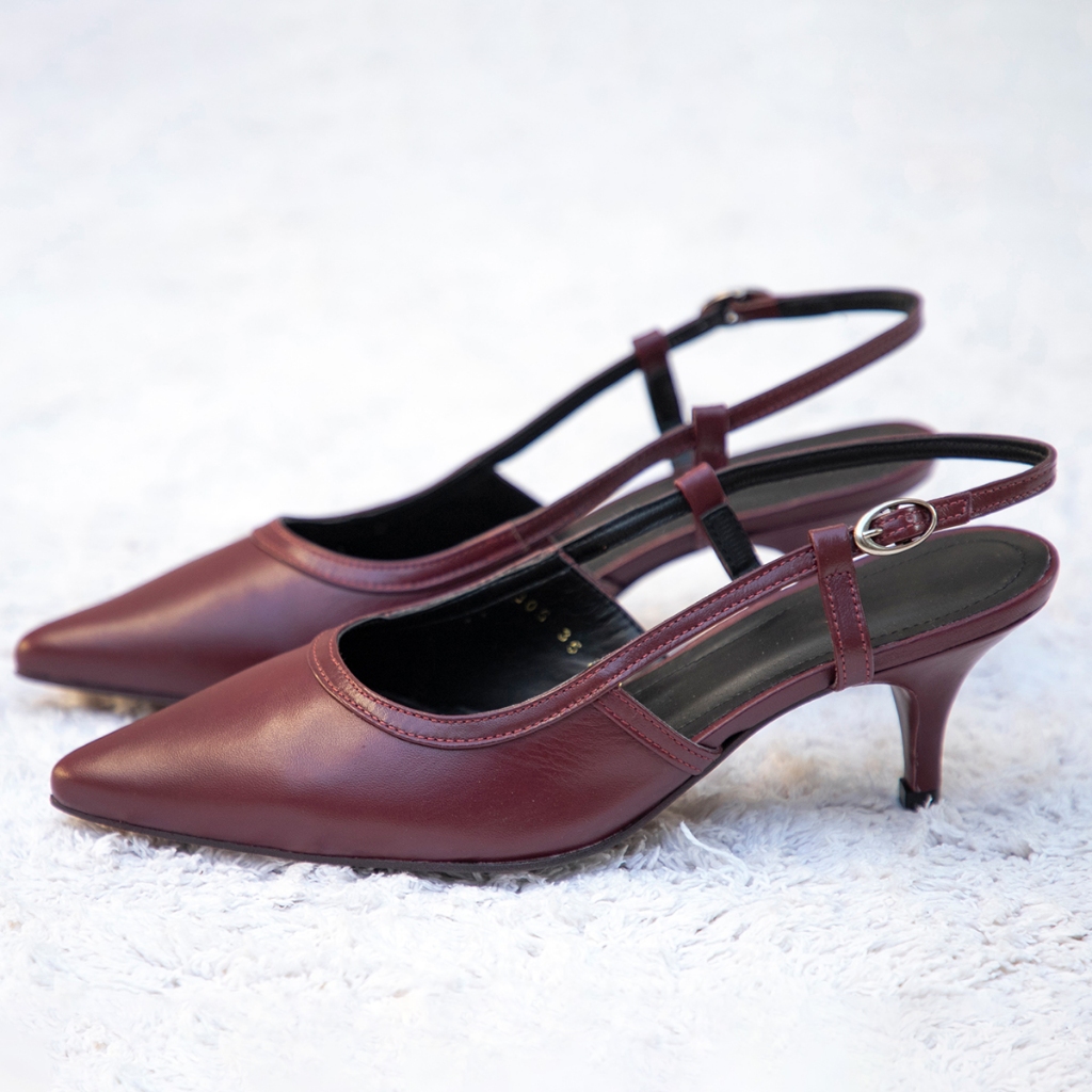Scarpin Slingback Feminino Couro Legítimo Confortável Tricê Clássico Salto Fino PretoVinho Onça Metalizado Off White