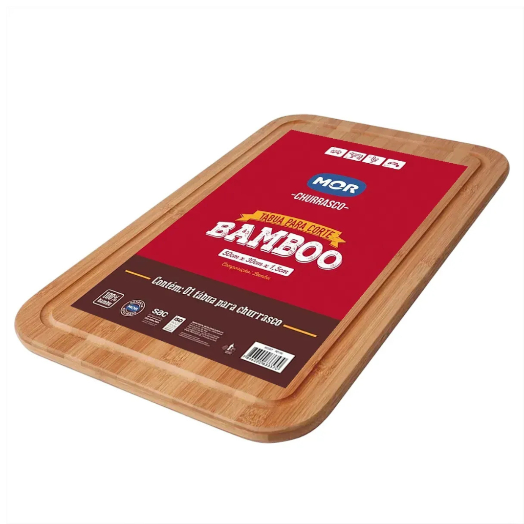 Tábua de Carne Mor Bambu Grande 50x30 Retangular Churrasco Corte Legumes Frios Servir Cozinha Petisco Casa Chef Presente