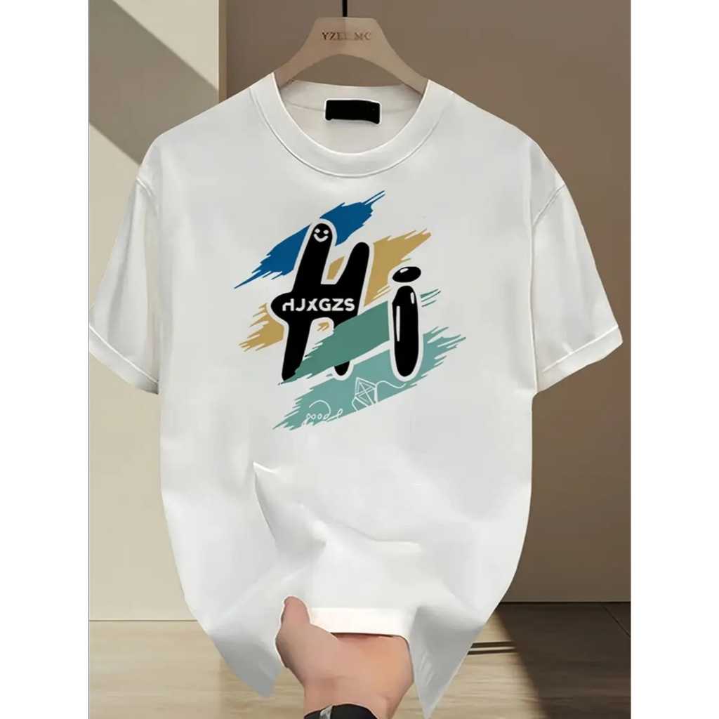 Camiseta Masculina Feminina Algodão Unissex Hi Estampada Casual Verão Praia Estação Exclusiva