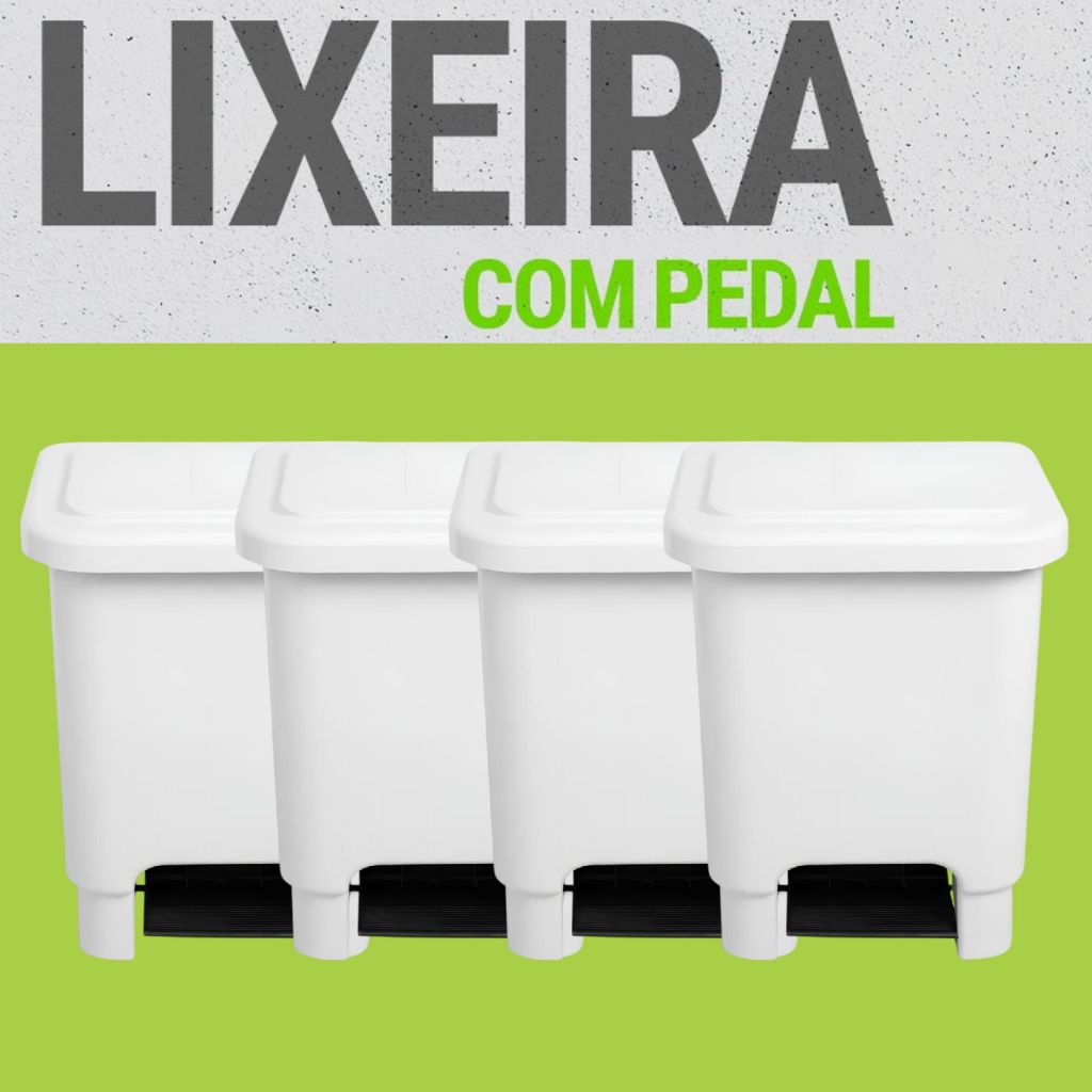Kit 4 Lixeiras Cesto Lixo Cozinha Industrial Clínica Estética Hospital Lixeira Hospitalar Pet Shop Veterinaria