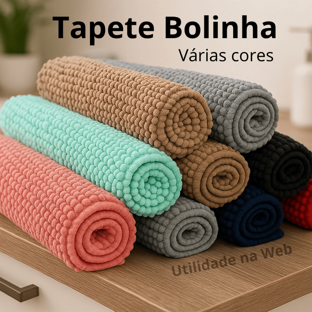 Tapete Banheiro Antiderrapante 38x58cm Microfibra Bolinha Macarrão Secagem Rápida Várias C...