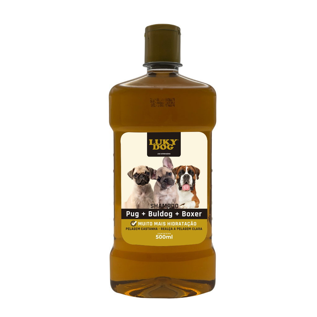 Shampoo Pet Cães Pug, Buldog, Boxer 500ml Uso Profissional Luky Dog