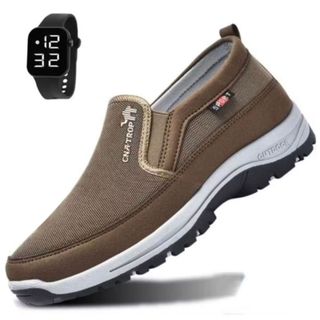 Tenis Sapatilha Masculino Idoso Casual Adventure de Trilha Resistente Impermeável e Solado Antiderrapante Leve + Relogio