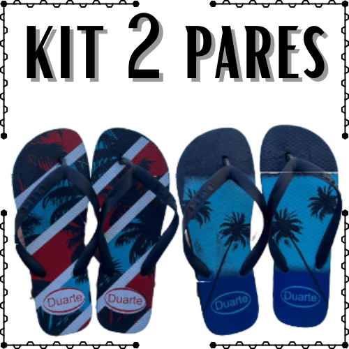 Kit 2 Pares De Chinelos Masculino Macio Estampas Variadas Promocao