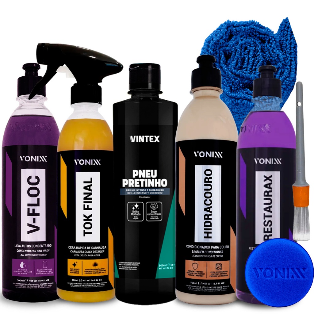KIT V-FLOC + CERA TOK FINAL + PNEU PRETINHO + HIDRACOURO + RESTAURAX VONIXX