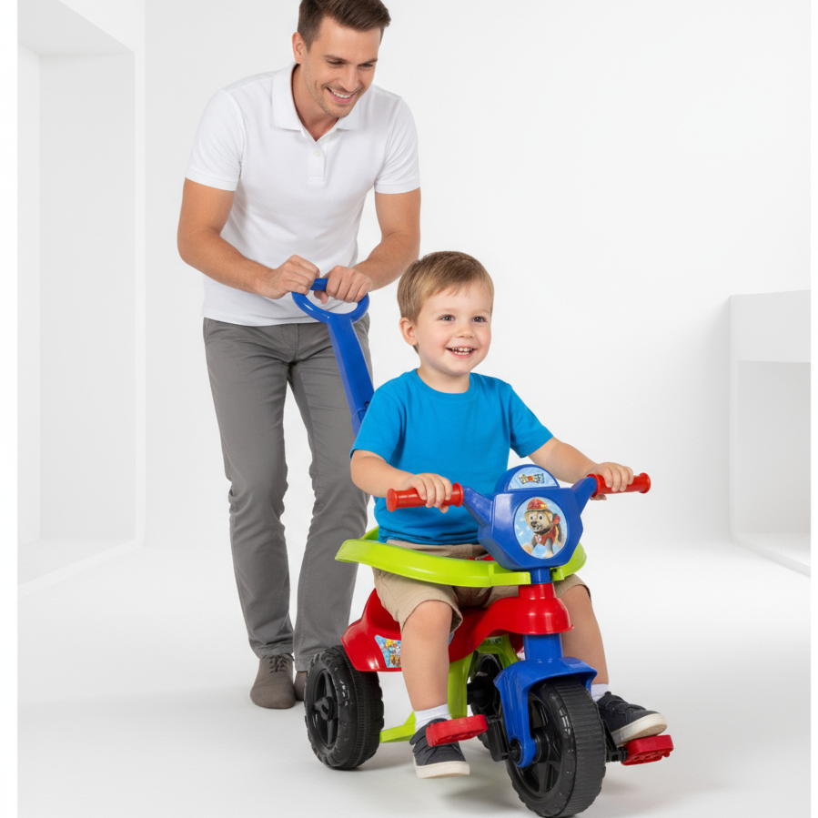 Triciclo + Game Aplicativo 3D - Motoca Menino Completa 2025 - C/ Pedal, Empurrador, Protetor em Oferta na Shopee