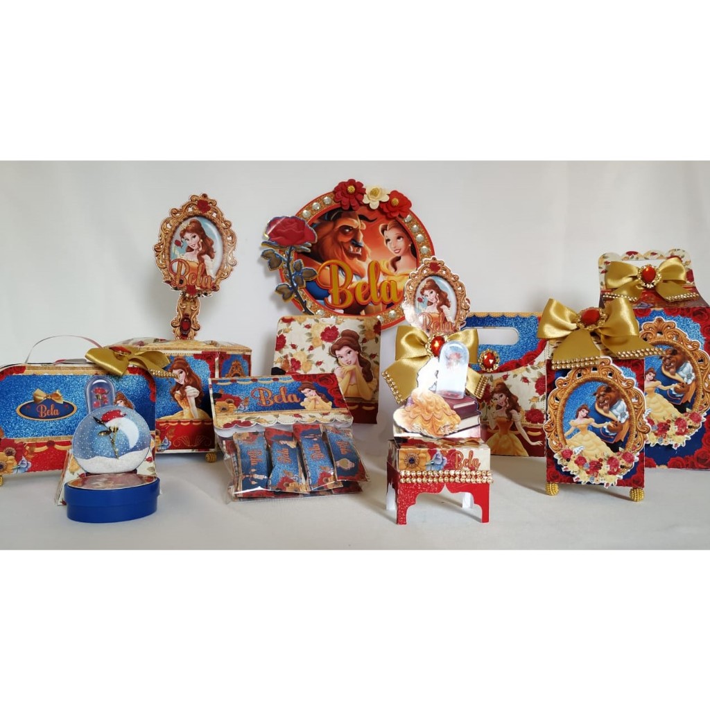 Kit 20 Caixa Personalizados, Princesa Bela e a Fera, Bela e o Monstro - Lembrancinha - Kit Caixa - Aniversário