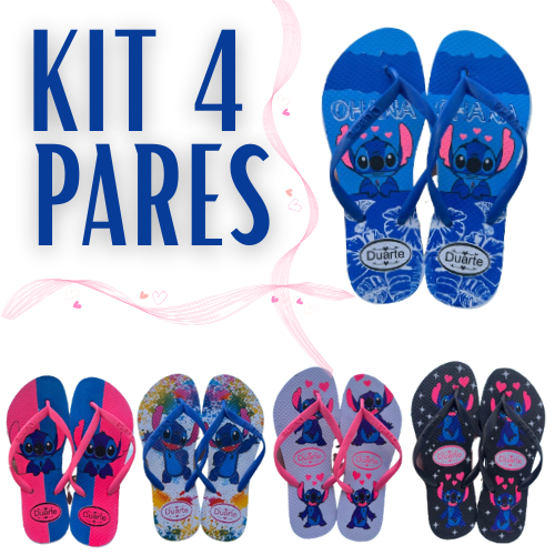 Kit 4 Pares de Chinelo feminino Sandalia Stitch Leve Confortavel Mais Vendido Promocao