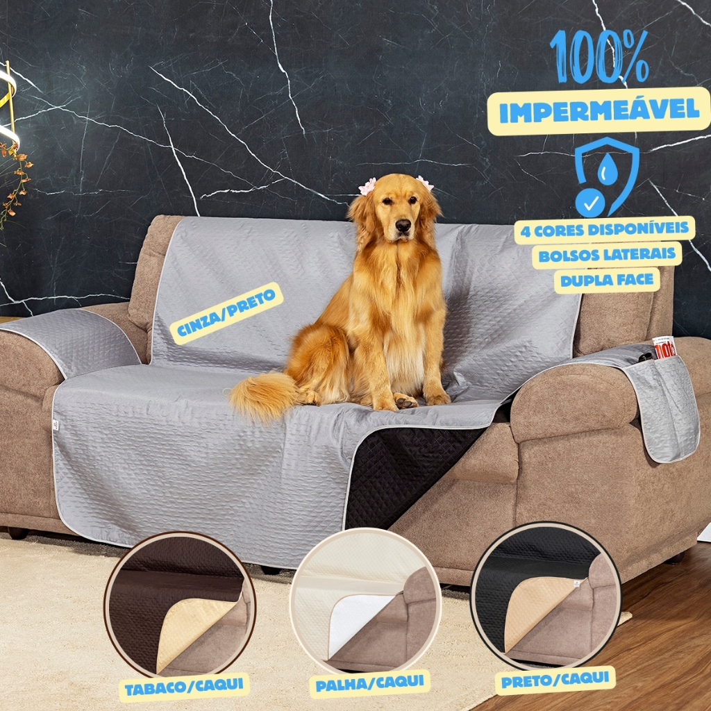 Protetor De Sofá 4 Lugares King Impermeável Dupla Face